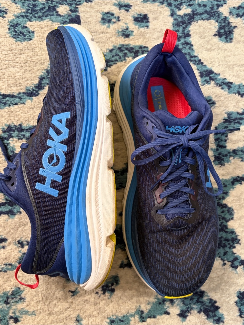 Hoka Gaviota 5 Navy with Bright Blue Accent Running Shoes - Picture 5 of 10